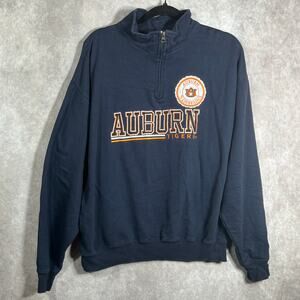 Auburn Tigers Sweatshirt Mens XL Blue Fleece Old Varsity Brand 1/4 Zip Pullover‎